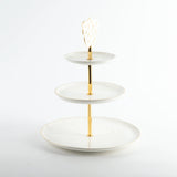 Bandeja De Servir Em Camadas De Aço Inox - Branco e Dourado