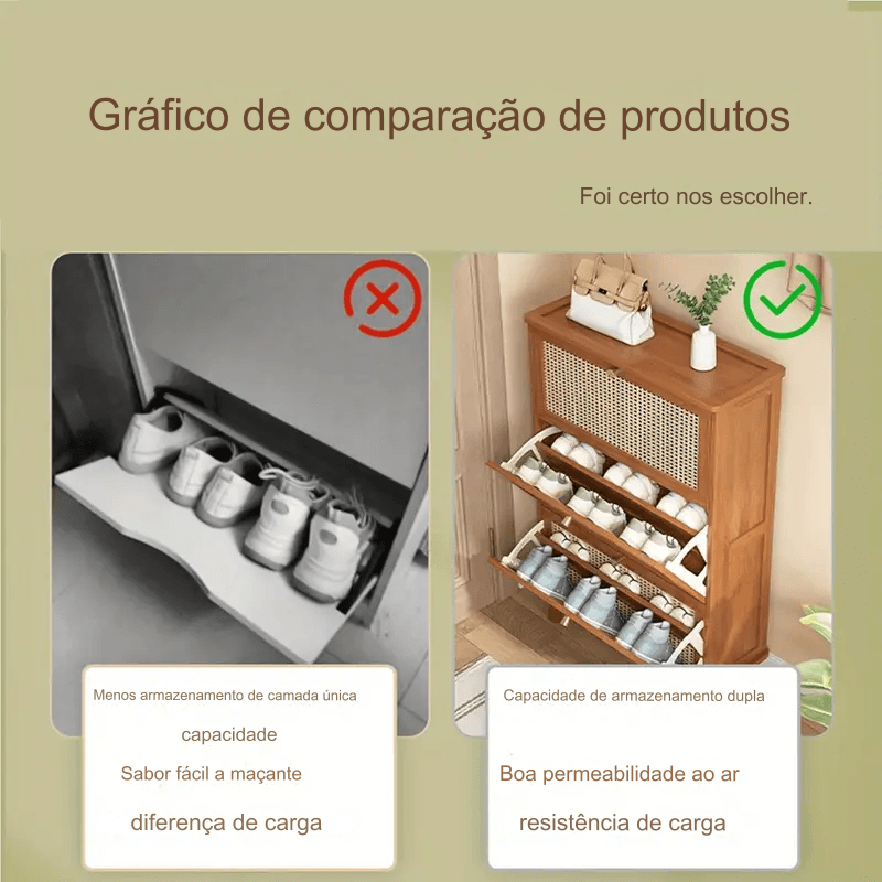 Armário de Sapatos de Bambu