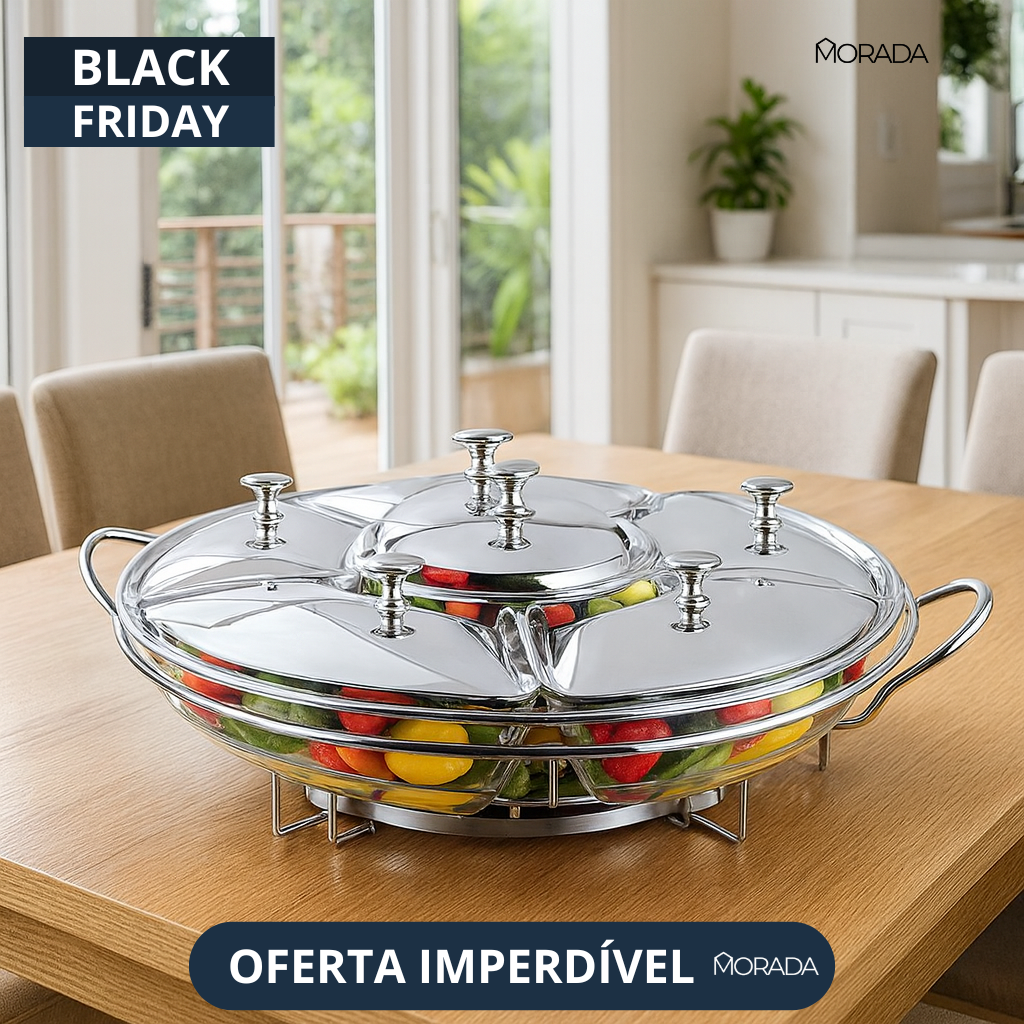 (PROMOÇÃO DE NATAL) Rechaud Giratório Premium 52cm – Elegância e Praticidade na Sua Mesa