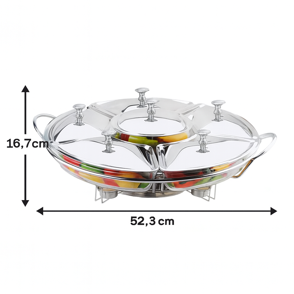 (PROMOÇÃO DE NATAL) Rechaud Giratório Premium 52cm – Elegância e Praticidade na Sua Mesa