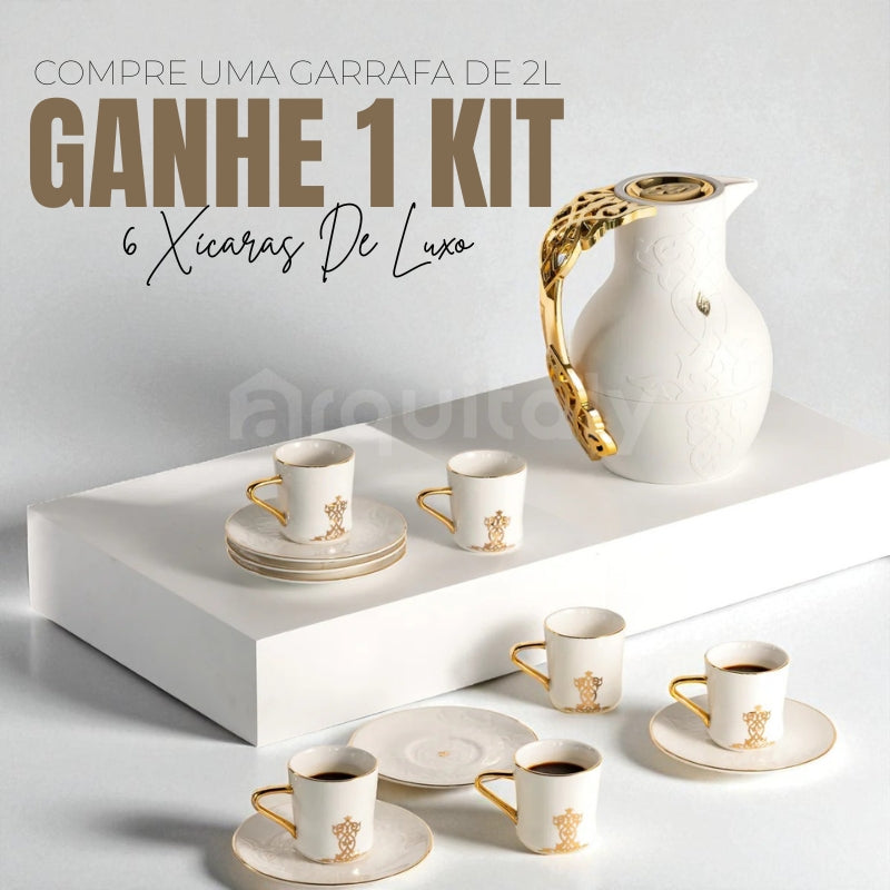 Garrafa Térmica DioureLux® + BRINDE Conjunto de 6 Xícaras