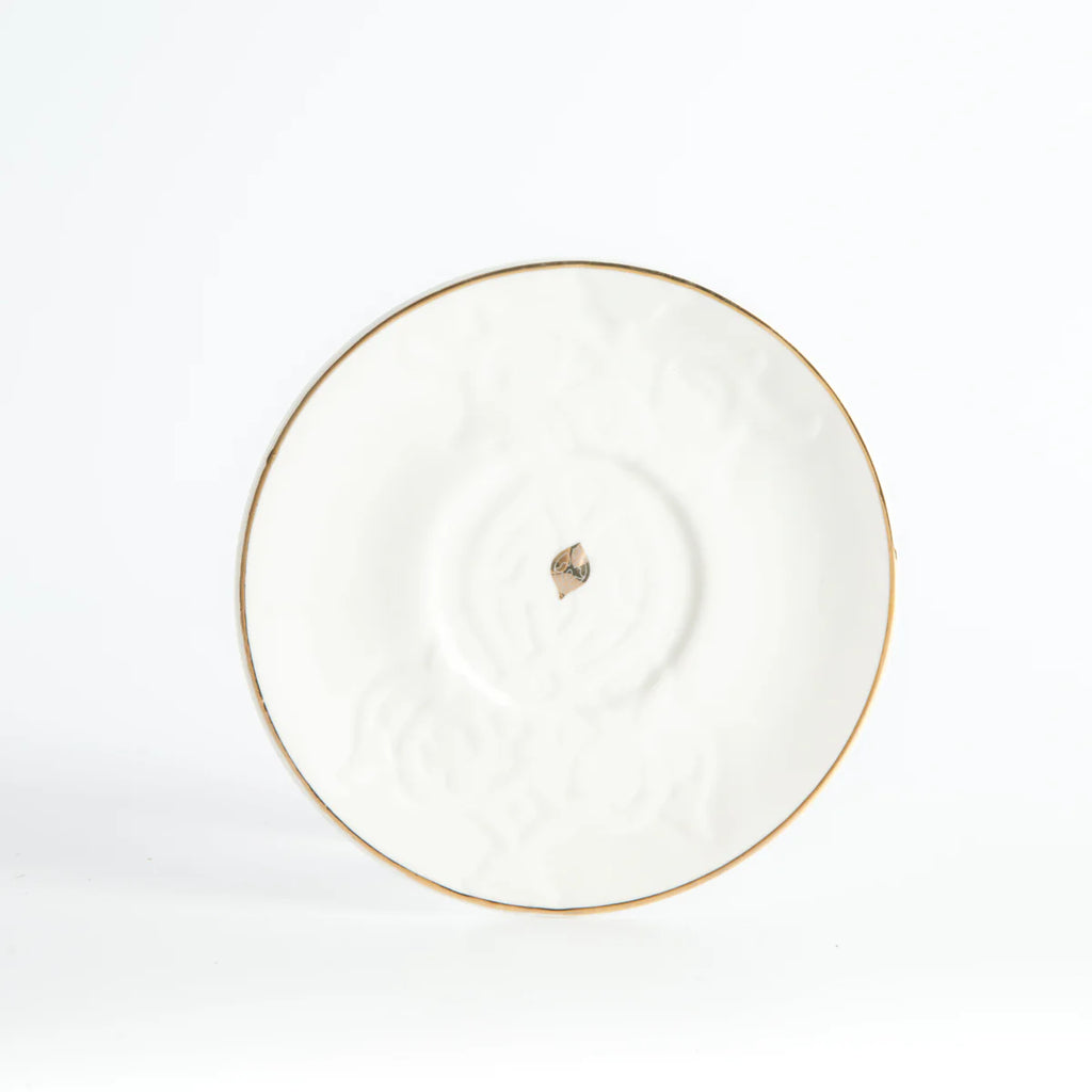 Conjunto de Xícaras de Porcelana com 12 peças - Branco e Dourado