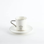 Conjunto de Xícaras de Porcelana com 12 peças - Branco e Prata