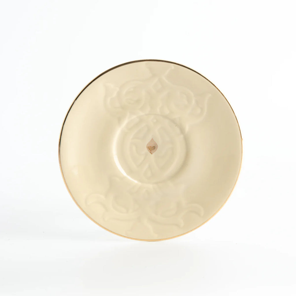 Conjunto de Xícaras de Porcelana com 12 peças - Marfim e Dourado