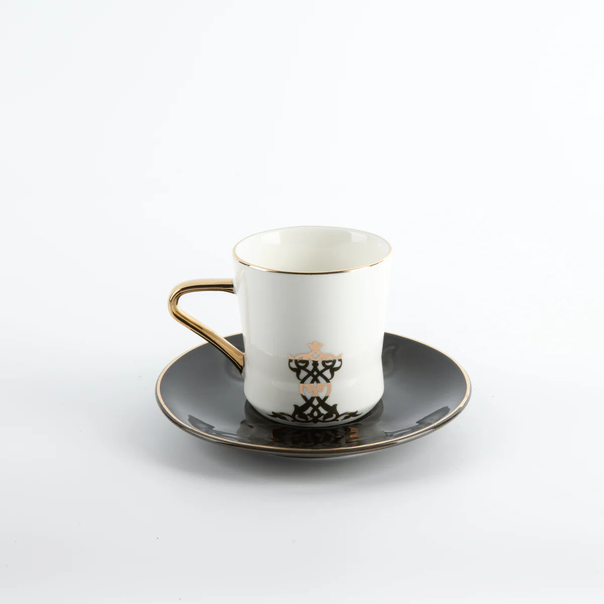 Conjunto de Xícaras de Porcelana com 12 peças - Preto e Dourado