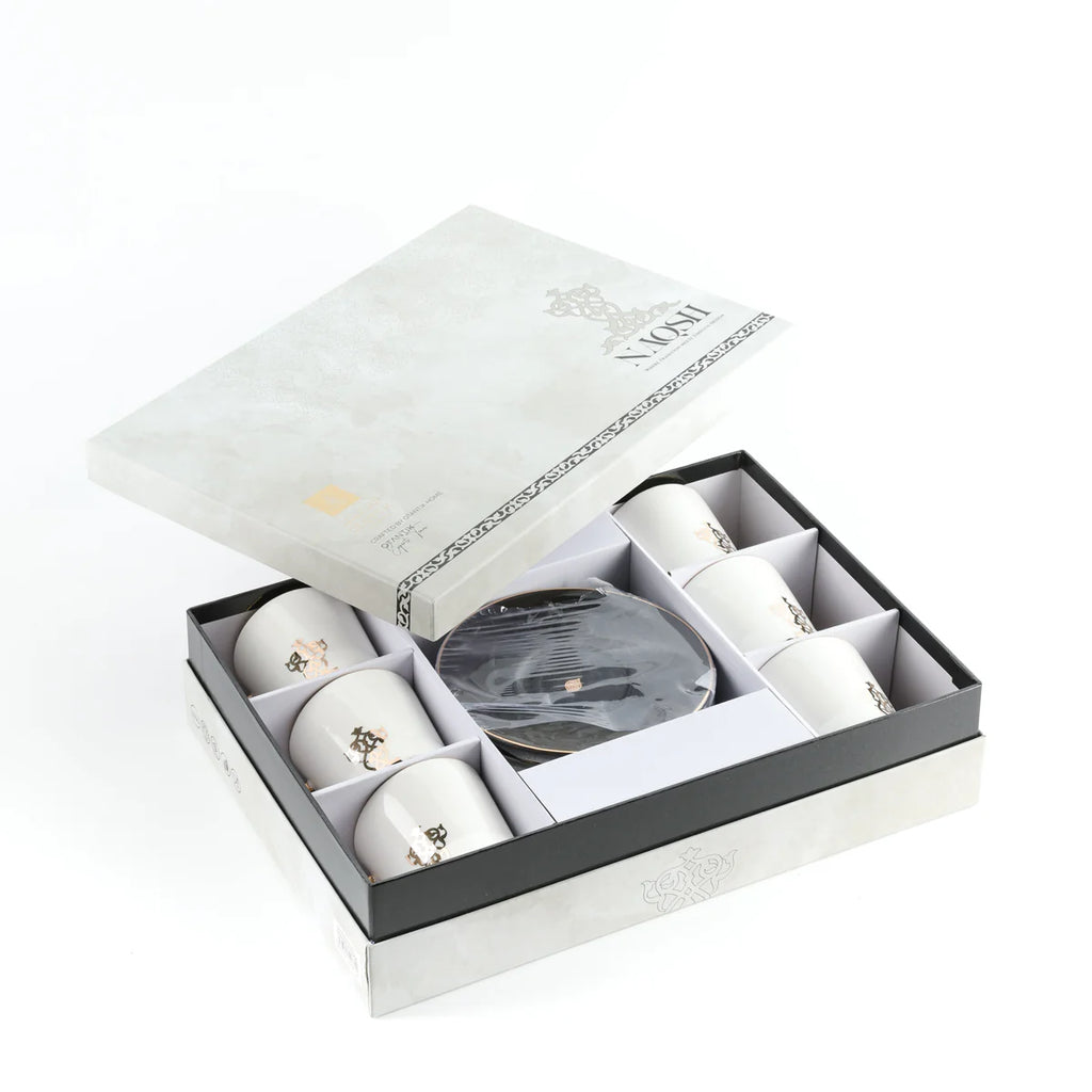 Conjunto de Xícaras de Porcelana com 12 peças - Preto e Dourado