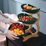 Fruteira de Mesa Cesta de Fruta Bambu 3 Camadas
