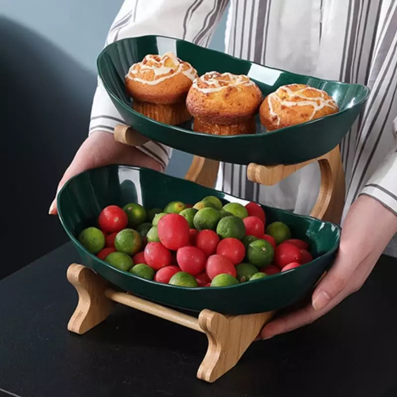 Fruteira de Mesa Cesta de Fruta Bambu 3 Camadas