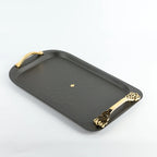 Bandeja Decorativa em Aço Inox - Preto e Dourado