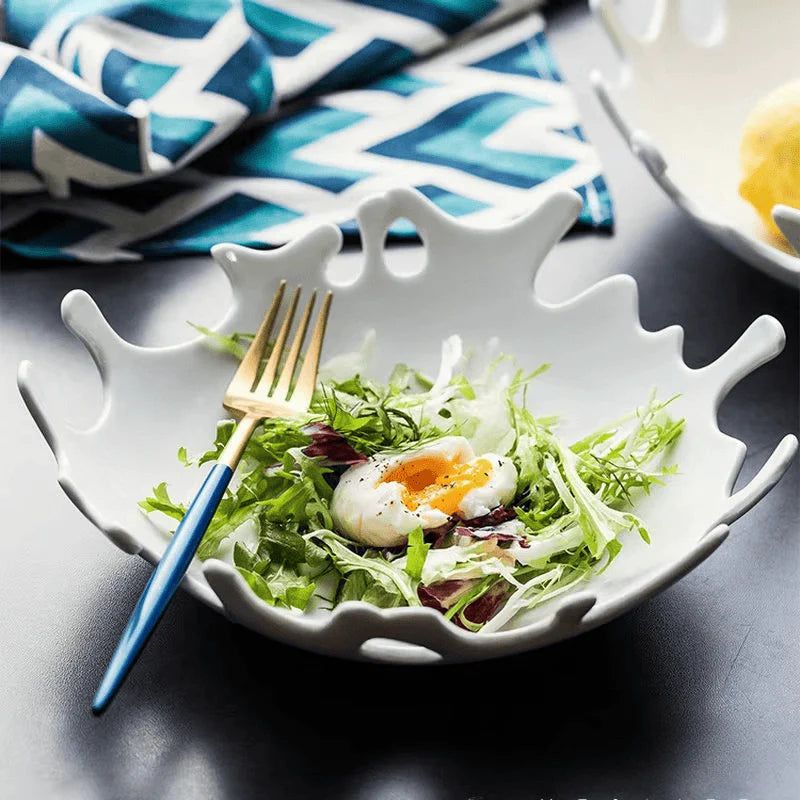 Saladeira Prato de Cerâmica Irregular Mesa Posta