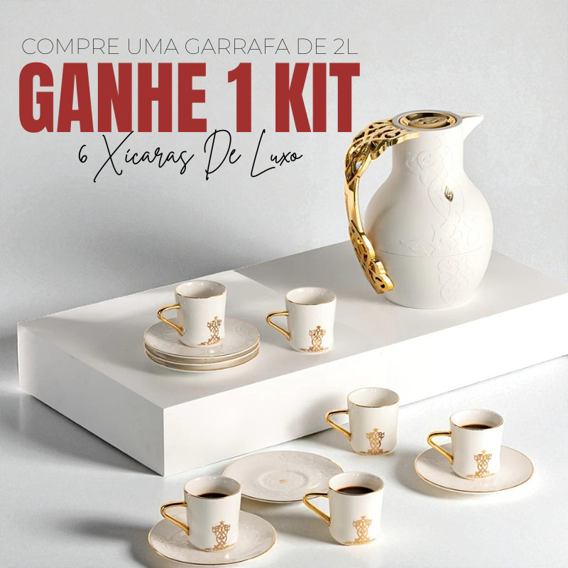 Garrafa Térmica DioureLux® + BRINDE Conjunto de 6 Xícaras